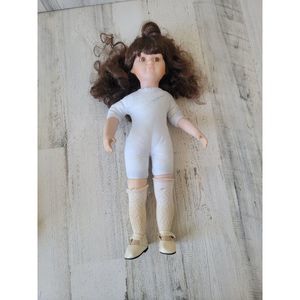 Porcelain doll Gina girl brunette school collectible white shoe